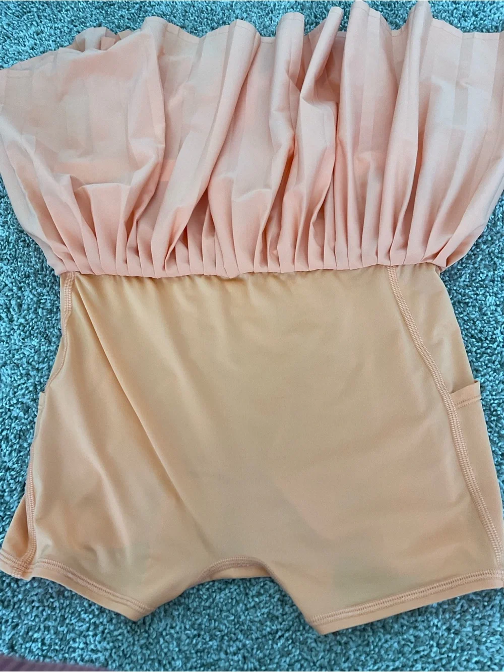 ALO Yoga Coral Orange Pleated Skater Skirt